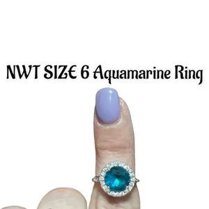 NWT Lab created aquamarine ring. Size 6. Rhodium plated. SRP: $68